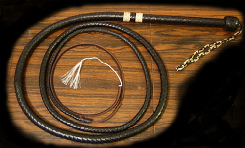 Black Bullwhip with tan knots